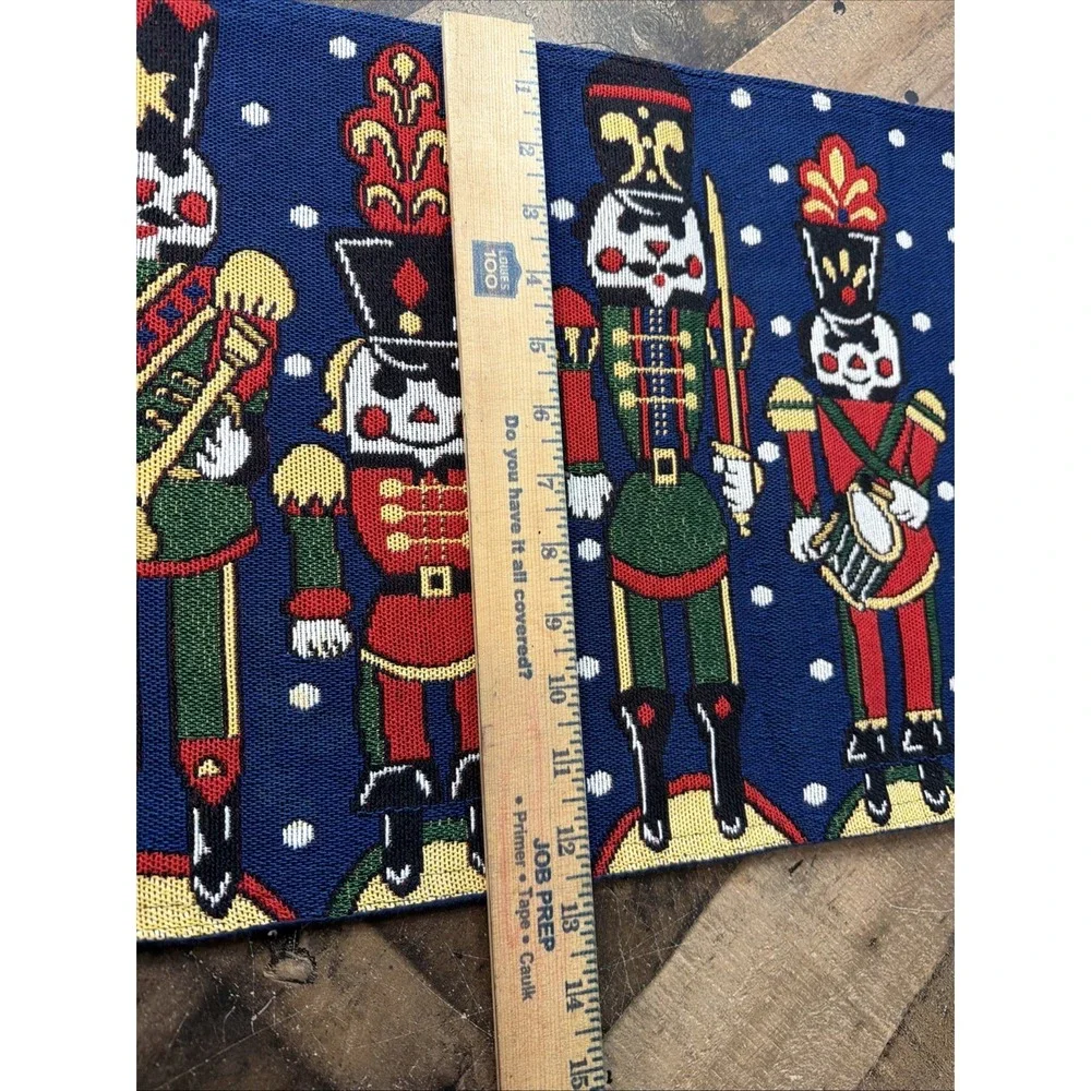 Vintage‎ Nutcracker Tapestry Christmas Table Runner Navy Blue Toy Soldier 12x54